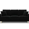 SOFA Kyoto z funkcją spania, czarna tapicerka, metalowe nogi, nowoczesny styl, ekskzluwyna