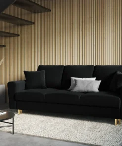 SOFA Kyoto z funkcją spania, czarna tapicerka, metalowe nogi, nowoczesny styl, piękna