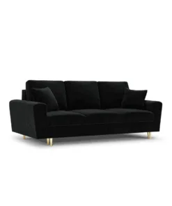 SOFA Kyoto z funkcją spania, czarna tapicerka, metalowe nogi, nowoczesny styl