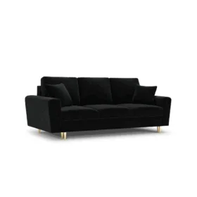 SOFA Kyoto z funkcją spania, czarna tapicerka, metalowe nogi, nowoczesny styl