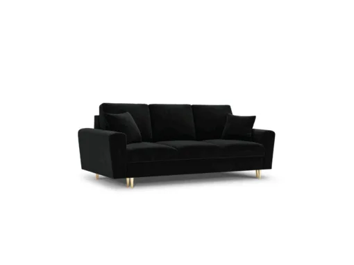 SOFA Kyoto z funkcją spania, czarna tapicerka, metalowe nogi, nowoczesny styl