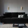 SOFA Kyoto z funkcją spania, czarna tapicerka, metalowe nogi, nowoczesny styl, wyrafinowana