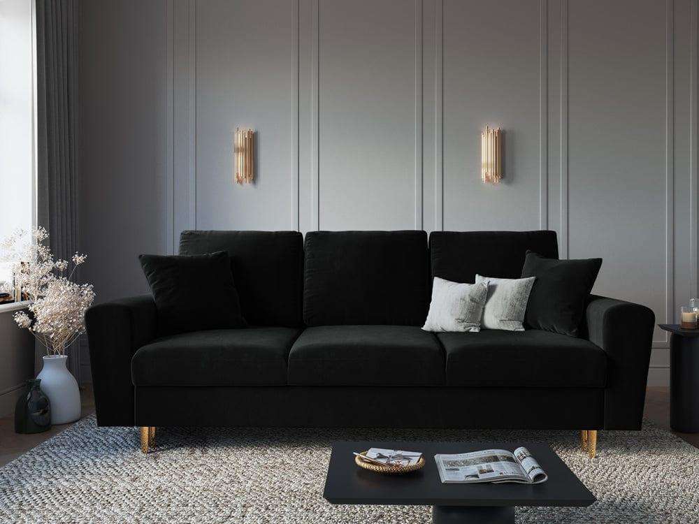 SOFA Kyoto z funkcją spania, czarna tapicerka, metalowe nogi, nowoczesny styl, wyrafinowana SOFA Kyoto z funkcją spania, czarna tapicerka, metalowe nogi, nowoczesny styl, wyrafinowana