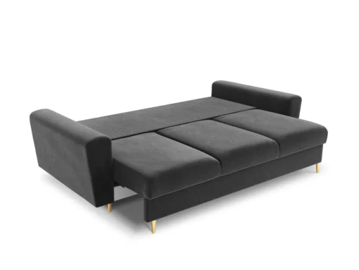 SOFA Kyoto z funkcją spania, jasnoszara tapicerka, metalowe nogi, nowoczesny styl, do salonu