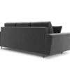 SOFA Kyoto z funkcją spania, jasnoszara tapicerka, metalowe nogi, nowoczesny styl, premium