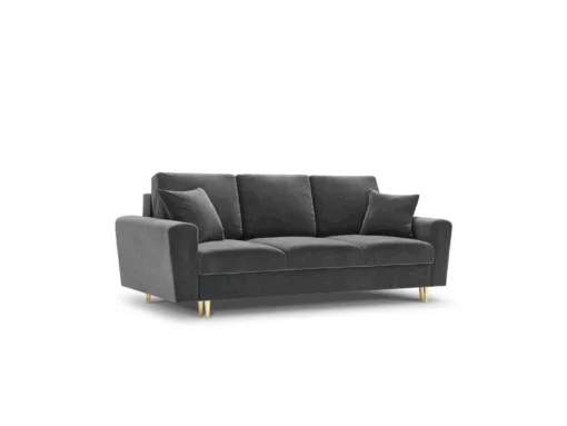 SOFA Kyoto z funkcją spania, jasnoszara tapicerka, metalowe nogi, nowoczesny styl
