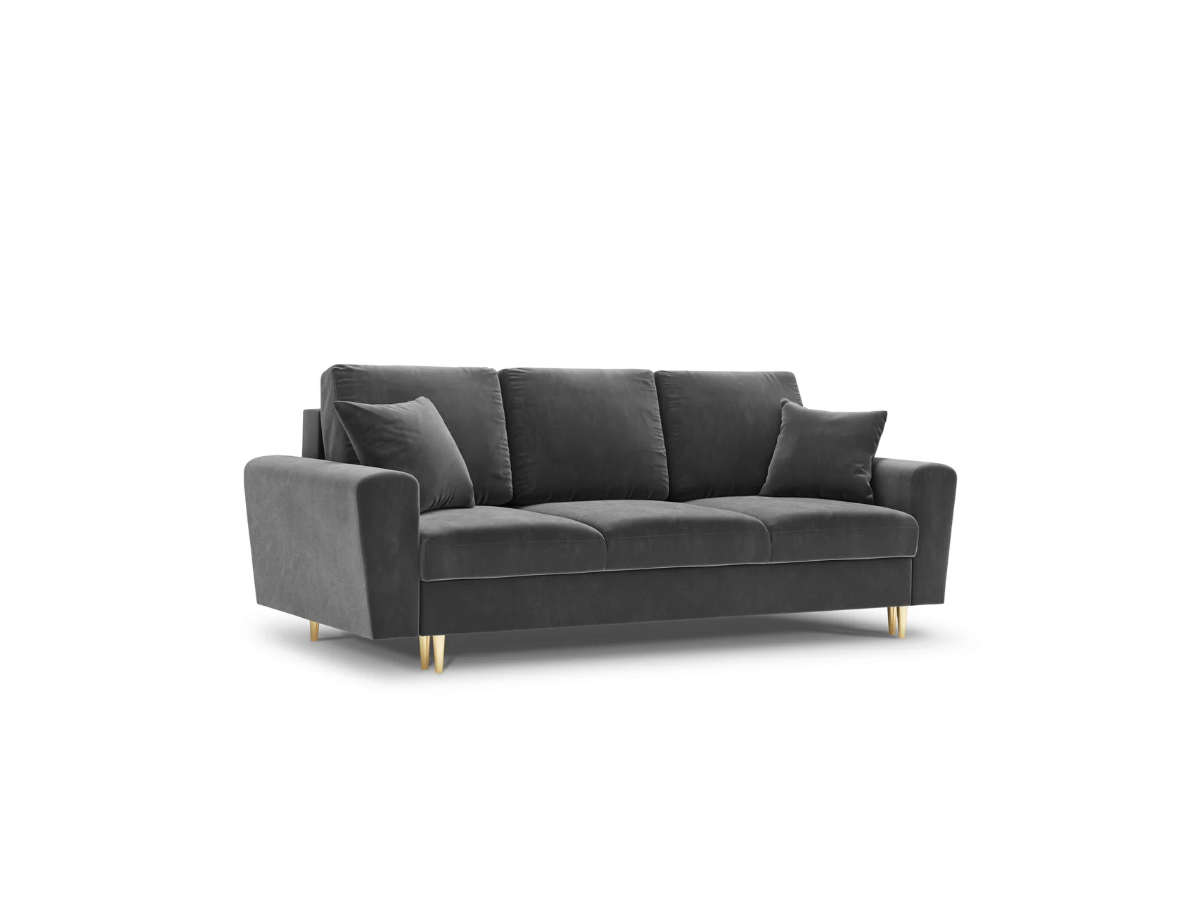 SOFA Kyoto z funkcją spania, jasnoszara tapicerka, metalowe nogi, nowoczesny styl SOFA Kyoto z funkcją spania, jasnoszara tapicerka, metalowe nogi, nowoczesny styl