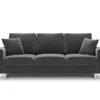SOFA Kyoto z funkcją spania, jasnoszara tapicerka, metalowe nogi, nowoczesny styl, wyjątkowa