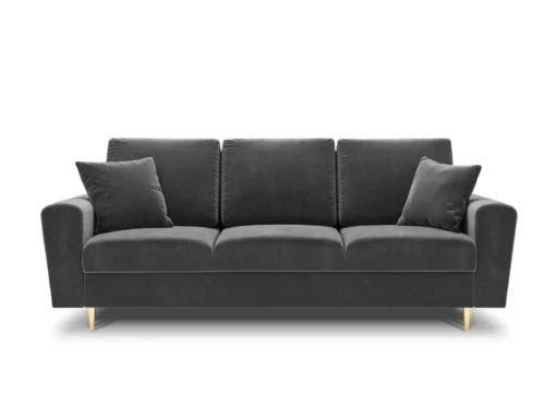 SOFA Kyoto z funkcją spania, jasnoszara tapicerka, metalowe nogi, nowoczesny styl, wyjątkowa
