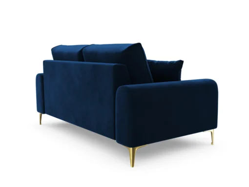 SOFA MADARA 2-osobowa na metalowych nogach, ciemnoniebieska aksamitna tapicerka, nowoczesny styl, do salonu