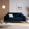 SOFA MADARA 2-osobowa na metalowych nogach, ciemnoniebieska aksamitna tapicerka, nowoczesny styl, piękna