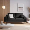 SOFA MADARA 2-osobowa na metalowych nogach, ciemnoszara aksamitna tapicerka, nowoczesny styl, piękna