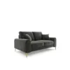 SOFA MADARA 2-osobowa na metalowych nogach, ciemnoszara aksamitna tapicerka, nowoczesny styl