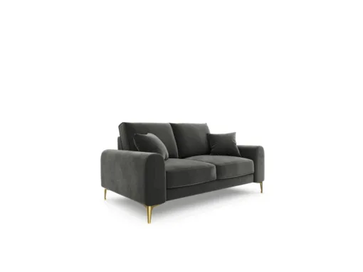 SOFA MADARA 2-osobowa na metalowych nogach, ciemnoszara aksamitna tapicerka, nowoczesny styl