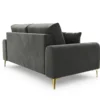 SOFA MADARA 2-osobowa na metalowych nogach, ciemnoszara aksamitna tapicerka, nowoczesny styl, wyrafinowana