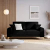 SOFA MADARA 2-osobowa na metalowych nogach, czarna aksamitna tapicerka, nowoczesny styl, piękna