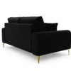 SOFA MADARA 2-osobowa na metalowych nogach, czarna aksamitna tapicerka, nowoczesny styl, premium