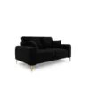 SOFA MADARA 2-osobowa na metalowych nogach, czarna aksamitna tapicerka, nowoczesny styl