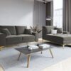 SOFA MADARA 2-osobowa na metalowych nogach, szara aksamitna tapicerka, nowoczesny styl, premium