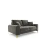 SOFA MADARA 2-osobowa na metalowych nogach, szara aksamitna tapicerka, nowoczesny styl