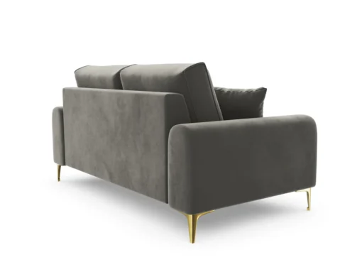SOFA MADARA 2-osobowa na metalowych nogach, szara aksamitna tapicerka, nowoczesny styl, wyjątkowa