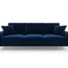 SOFA MADARA 3-osobowa na metalowych nogach, ciemnoniebieska aksamitna tapicerka, nowoczesny styl, ekskluzywna