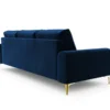 SOFA MADARA 3-osobowa na metalowych nogach, ciemnoniebieska aksamitna tapicerka, nowoczesny styl, premium