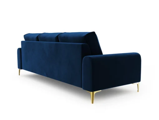 SOFA MADARA 3-osobowa na metalowych nogach, ciemnoniebieska aksamitna tapicerka, nowoczesny styl, premium