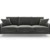 SOFA MADARA 3-osobowa na metalowych nogach, ciemnoszara aksamitna tapicerka, nowoczesny styl, ekskluzywna