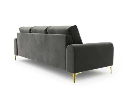 SOFA MADARA 3-osobowa na metalowych nogach, ciemnoszara aksamitna tapicerka, nowoczesny styl, premium