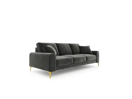 SOFA MADARA 3-osobowa na metalowych nogach, ciemnoszara aksamitna tapicerka, nowoczesny styl