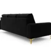 SOFA MADARA 3-osobowa na metalowych nogach, czarna aksamitna tapicerka, nowoczesny styl, premium