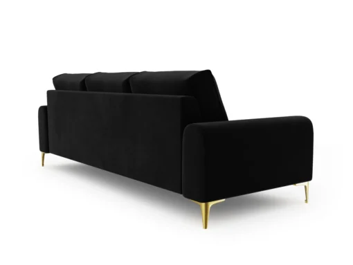 SOFA MADARA 3-osobowa na metalowych nogach, czarna aksamitna tapicerka, nowoczesny styl, premium