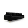 SOFA MADARA 3-osobowa na metalowych nogach, czarna aksamitna tapicerka, nowoczesny styl