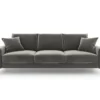 SOFA MADARA 3-osobowa na metalowych nogach, szara aksamitna tapicerka, nowoczesny styl, ekskluzywna