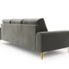 SOFA MADARA 3-osobowa na metalowych nogach, szara aksamitna tapicerka, nowoczesny styl, premium