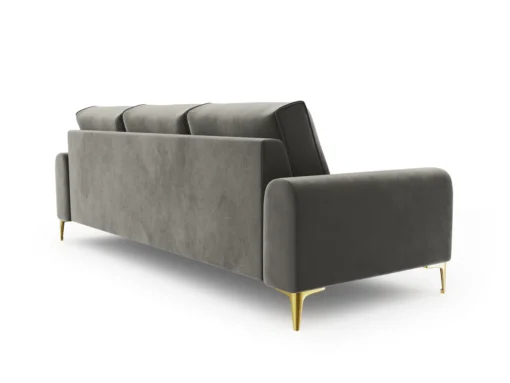 SOFA MADARA 3-osobowa na metalowych nogach, szara aksamitna tapicerka, nowoczesny styl, premium