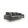 SOFA MADARA 3-osobowa na metalowych nogach, szara aksamitna tapicerka, nowoczesny styl