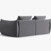 SOFA MODUŁOWA Bloom 3-osobowa o designerskim stylu, zaoblone kształty, przeszycia na siedzisko, ciemnoszara tapicerka, ekskluzywna