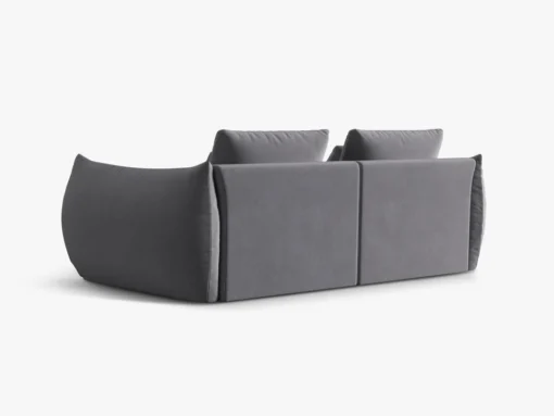 SOFA MODUŁOWA Bloom 3-osobowa o designerskim stylu, zaoblone kształty, przeszycia na siedzisko, ciemnoszara tapicerka, ekskluzywna
