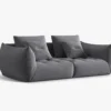 SOFA MODUŁOWA Bloom 3-osobowa o designerskim stylu, zaoblone kształty, przeszycia na siedzisko, ciemnoszara tapicerka, piękna