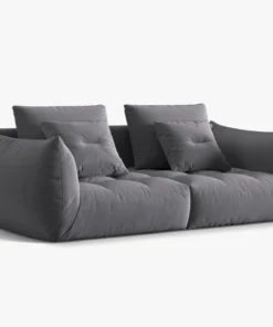 SOFA MODUŁOWA Bloom 3-osobowa o designerskim stylu, zaoblone kształty, przeszycia na siedzisko, ciemnoszara tapicerka, piękna
