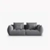 SOFA MODUŁOWA Bloom 3-osobowa o designerskim stylu, zaoblone kształty, przeszycia na siedzisko, ciemnoszara tapicerka
