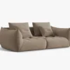 SOFA MODUŁOWA Bloom 3-osobowa o designerskim stylu, zaoblone kształty, przeszycia na siedzisku, jasnobrązowa tapicerka, piękna