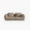 SOFA MODUŁOWA Bloom 3-osobowa o designerskim stylu, zaoblone kształty, przeszycia na siedzisku, jasnobrązowa tapicerka