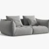SOFA MODUŁOWA Bloom 3-osobowa o designerskim stylu, zaoblone kształty, przeszycia na siedzisku, szara tapicerka, piękna