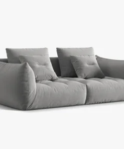 SOFA MODUŁOWA Bloom 3-osobowa o designerskim stylu, zaoblone kształty, przeszycia na siedzisku, szara tapicerka, piękna