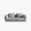 SOFA MODUŁOWA Bloom 3-osobowa o designerskim stylu, zaoblone kształty, przeszycia na siedzisku, szara tapicerka