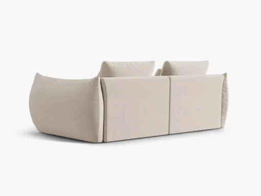 SOFA MODUŁOWA Bloom 3-osobowa o designerskim stylu, zaoblone kształty, przeszycia na siedzisku, tapicerka ecru, ekskluzywna
