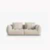SOFA MODUŁOWA Bloom 3-osobowa o designerskim stylu, zaoblone kształty, przeszycia na siedzisku, tapicerka ecru